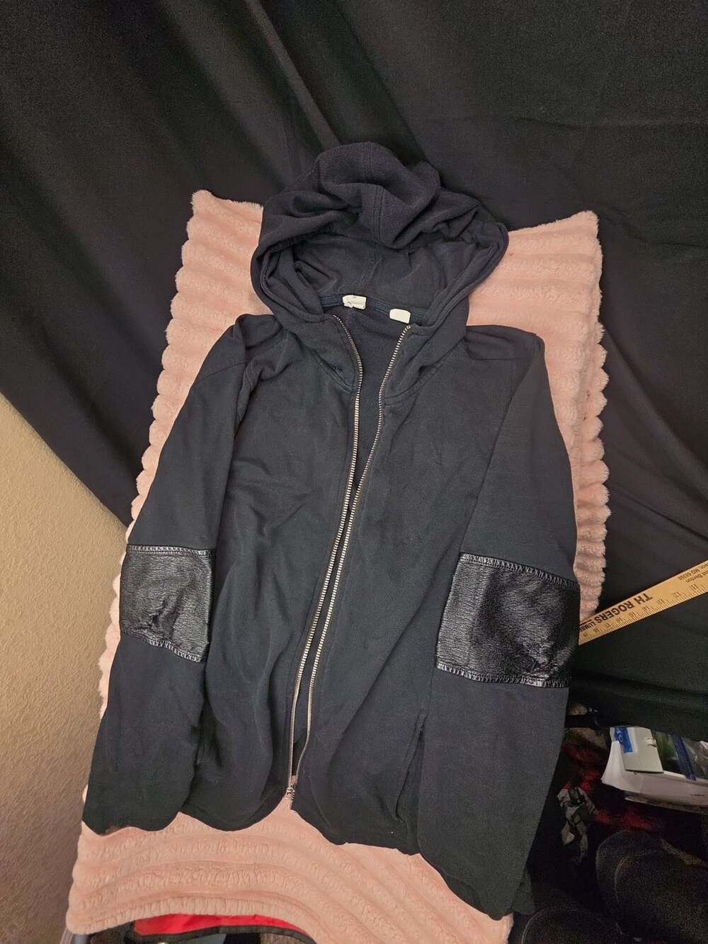 Wings + Horns Zip Hoodie Size M Black